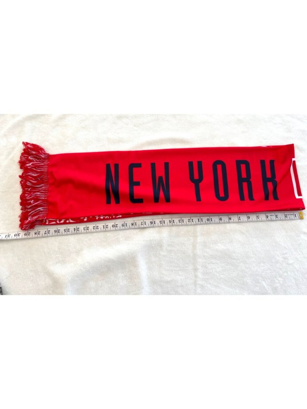 New York Red Bulls Soccer Scarf Red Polyester W/ Fringe 60" Fans & Sports Lovers - Picture 8 of 9